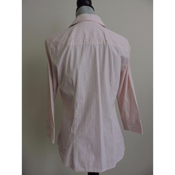 J Crew Haberdashery Shirt Refined Stretch Sz M Button Down Striped Career Blouse - Picture 4 of 6